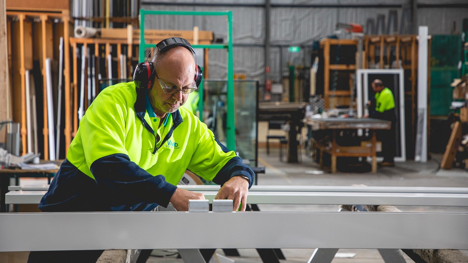 Man fabricating a window system